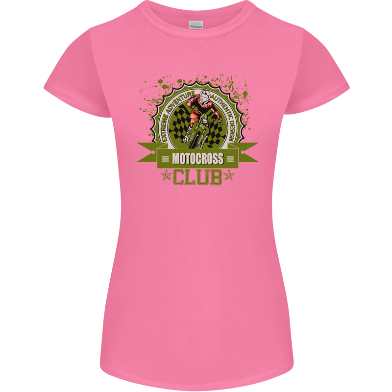 Motocross Club Dirt Bike MotoX Womens Petite Cut T-Shirt Azalea