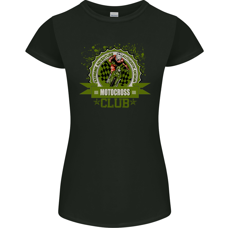 Motocross Club Dirt Bike MotoX Womens Petite Cut T-Shirt Black