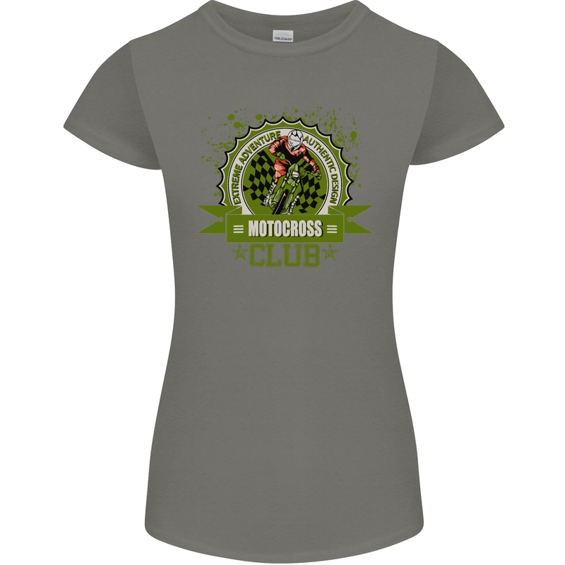 Motocross Club Dirt Bike MotoX Womens Petite Cut T-Shirt Charcoal
