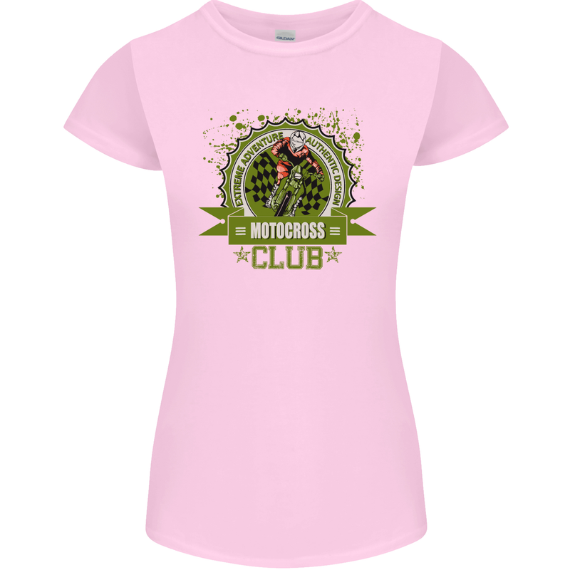 Motocross Club Dirt Bike MotoX Womens Petite Cut T-Shirt Light Pink