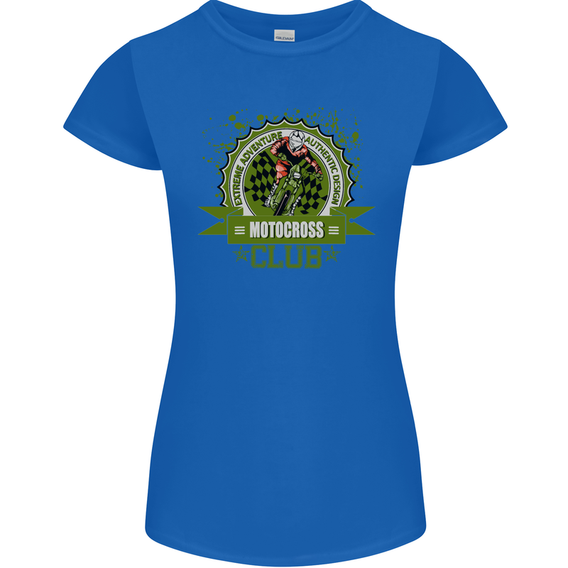 Motocross Club Dirt Bike MotoX Womens Petite Cut T-Shirt Royal Blue