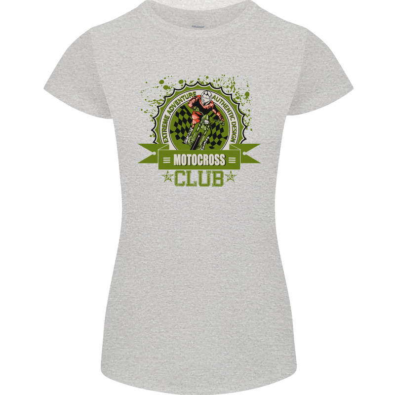 Motocross Club Dirt Bike MotoX Womens Petite Cut T-Shirt Sports Grey
