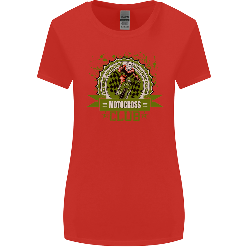 Motocross Club Dirt Bike MotoX Womens Wider Cut T-Shirt Red