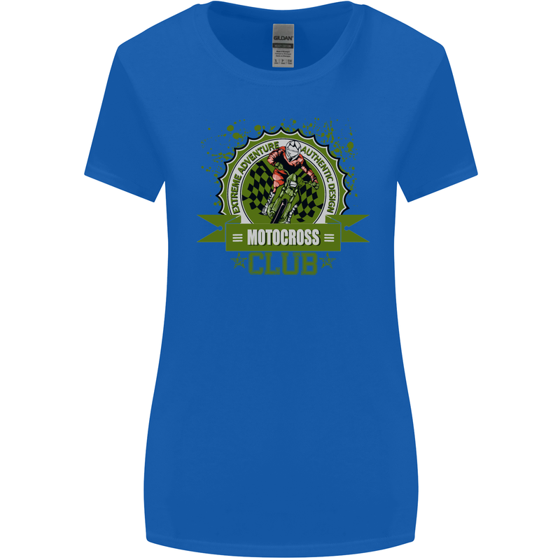 Motocross Club Dirt Bike MotoX Womens Wider Cut T-Shirt Royal Blue