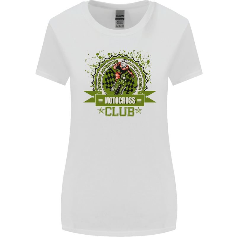 Motocross Club Dirt Bike MotoX Womens Wider Cut T-Shirt White