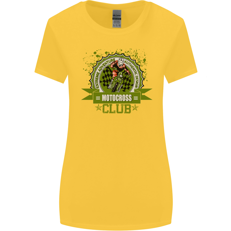 Motocross Club Dirt Bike MotoX Womens Wider Cut T-Shirt Yellow