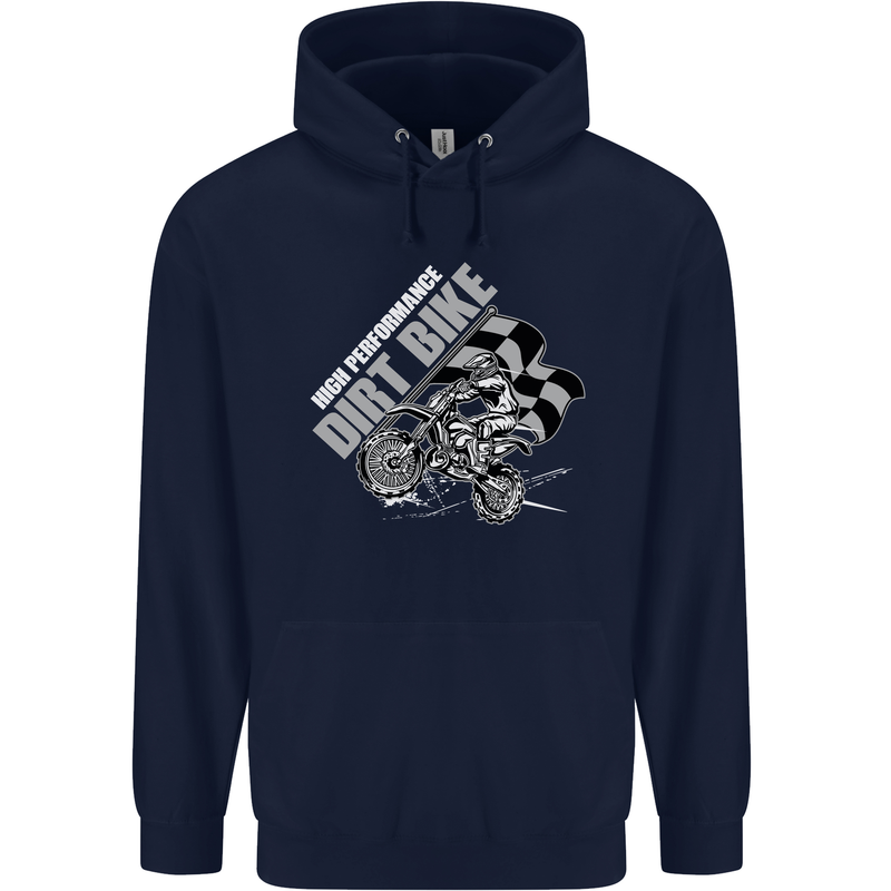 Motocross Dirt Bike MotoX Scrambling Childrens Kids Hoodie Navy Blue