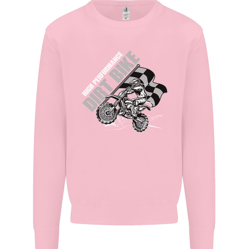 Motocross Dirt Bike MotoX Scrambling Kids Sweatshirt Jumper Light Pink