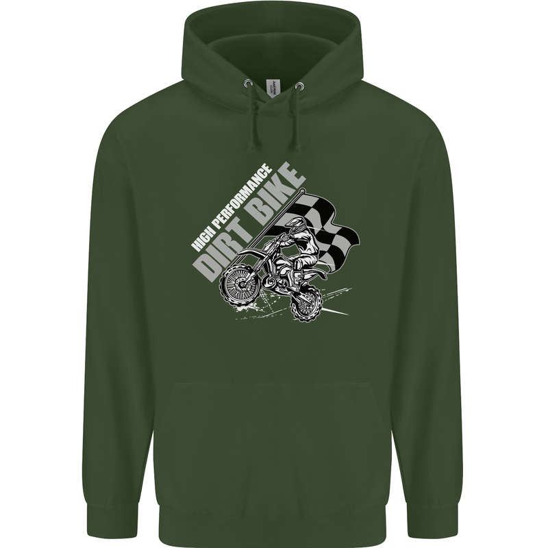Motocross Dirt Bike MotoX Scrambling Mens 80% Cotton Hoodie Forest Green