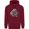 Motocross Dirt Bike MotoX Scrambling Mens 80% Cotton Hoodie Maroon
