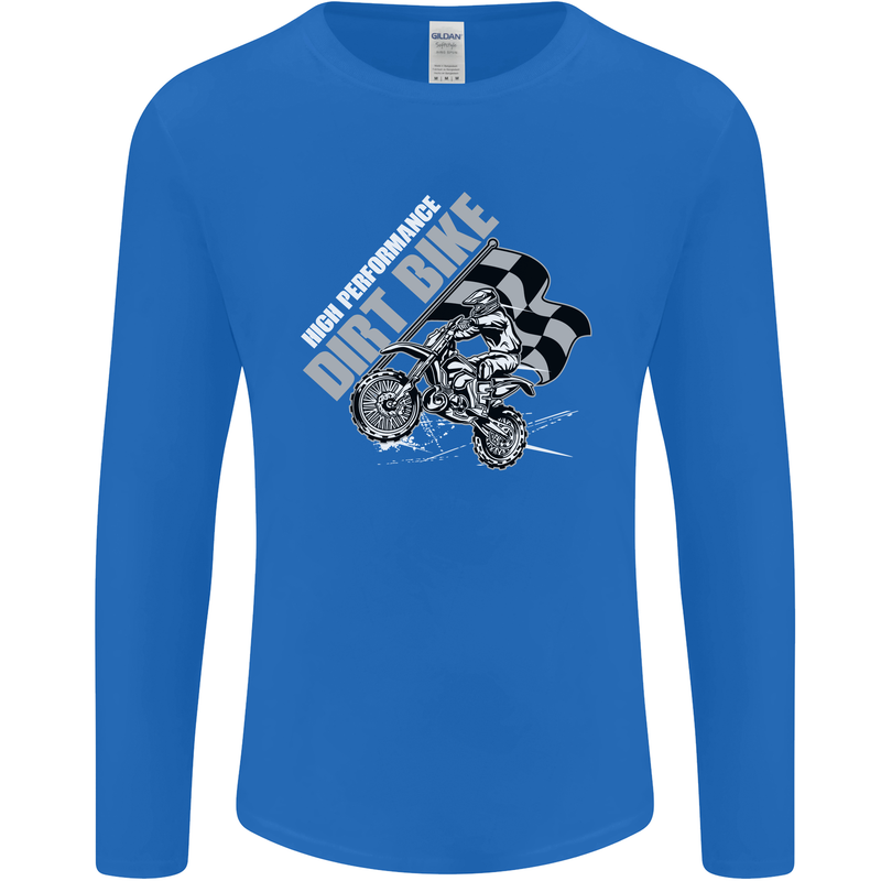 Motocross Dirt Bike MotoX Scrambling Mens Long Sleeve T-Shirt Royal Blue