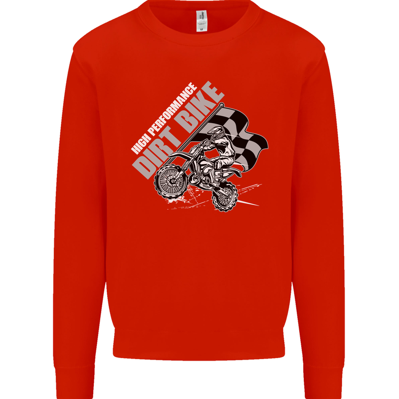 Motocross Dirt Bike MotoX Scrambling Mens Sweatshirt Jumper Bright Red