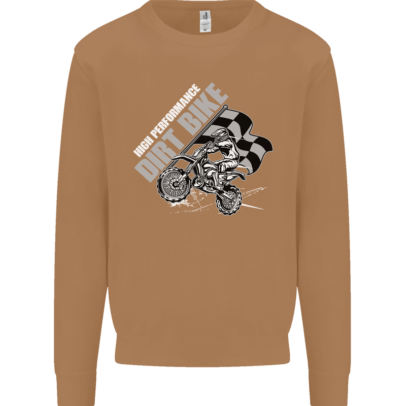 Motocross Dirt Bike MotoX Scrambling Mens Sweatshirt Jumper Caramel Latte