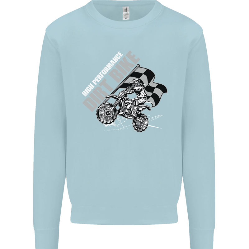 Motocross Dirt Bike MotoX Scrambling Mens Sweatshirt Jumper Light Blue