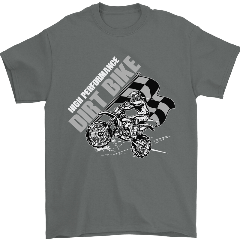 Motocross Dirt Bike MotoX Scrambling Mens T-Shirt Cotton Gildan Charcoal