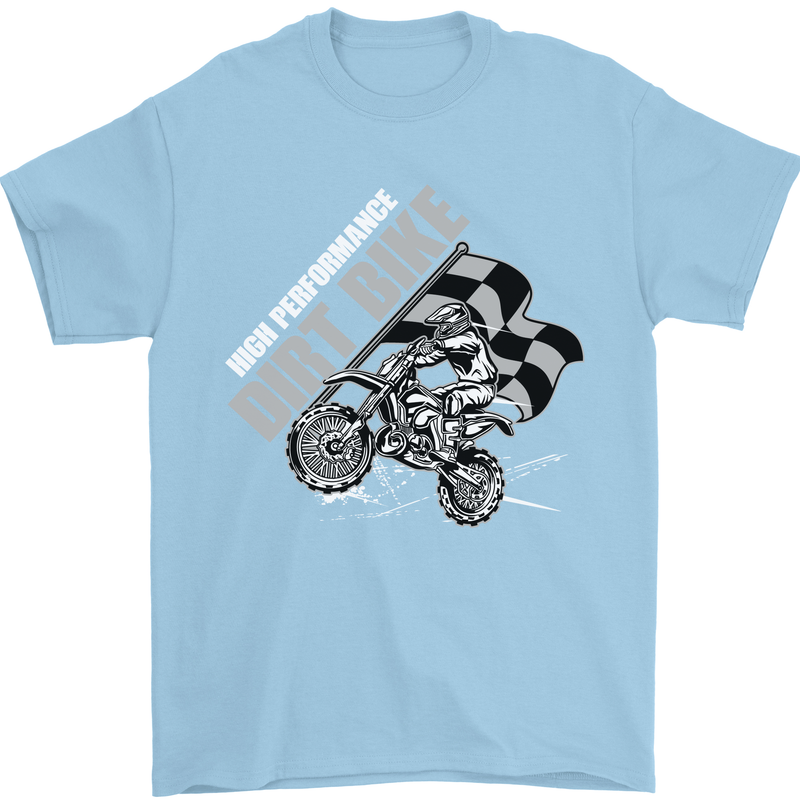 Motocross Dirt Bike MotoX Scrambling Mens T-Shirt Cotton Gildan Light Blue