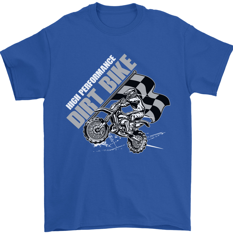 Motocross Dirt Bike MotoX Scrambling Mens T-Shirt Cotton Gildan Royal Blue