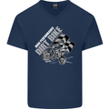 Motocross Dirt Bike MotoX Scrambling Mens V-Neck Cotton T-Shirt Navy Blue