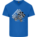 Motocross Dirt Bike MotoX Scrambling Mens V-Neck Cotton T-Shirt Royal Blue