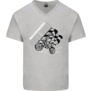Motocross Dirt Bike MotoX Scrambling Mens V-Neck Cotton T-Shirt Sports Grey