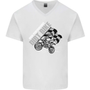 Motocross Dirt Bike MotoX Scrambling Mens V-Neck Cotton T-Shirt White