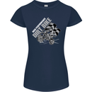 Motocross Dirt Bike MotoX Scrambling Womens Petite Cut T-Shirt Navy Blue