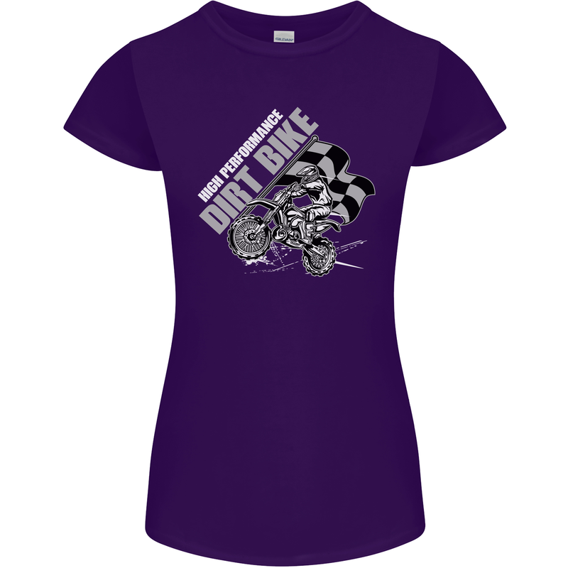 Motocross Dirt Bike MotoX Scrambling Womens Petite Cut T-Shirt Purple