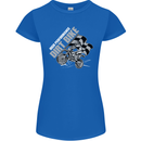Motocross Dirt Bike MotoX Scrambling Womens Petite Cut T-Shirt Royal Blue