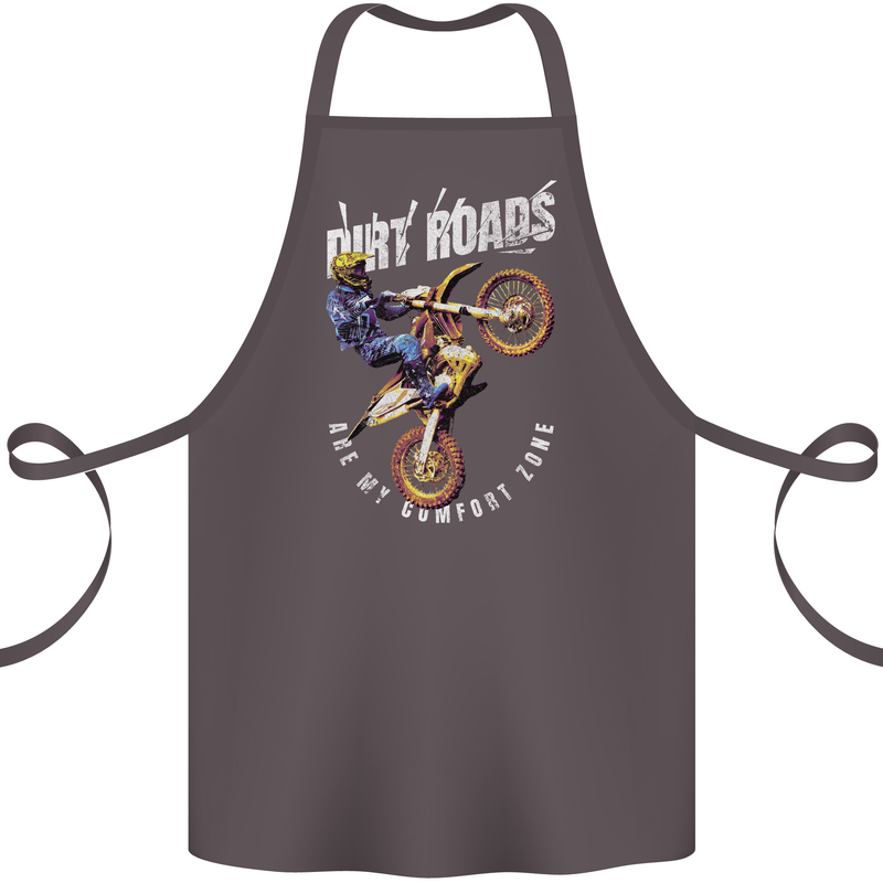 Motocross Dirt Roads Cotton Apron 100% Organic Dark Grey