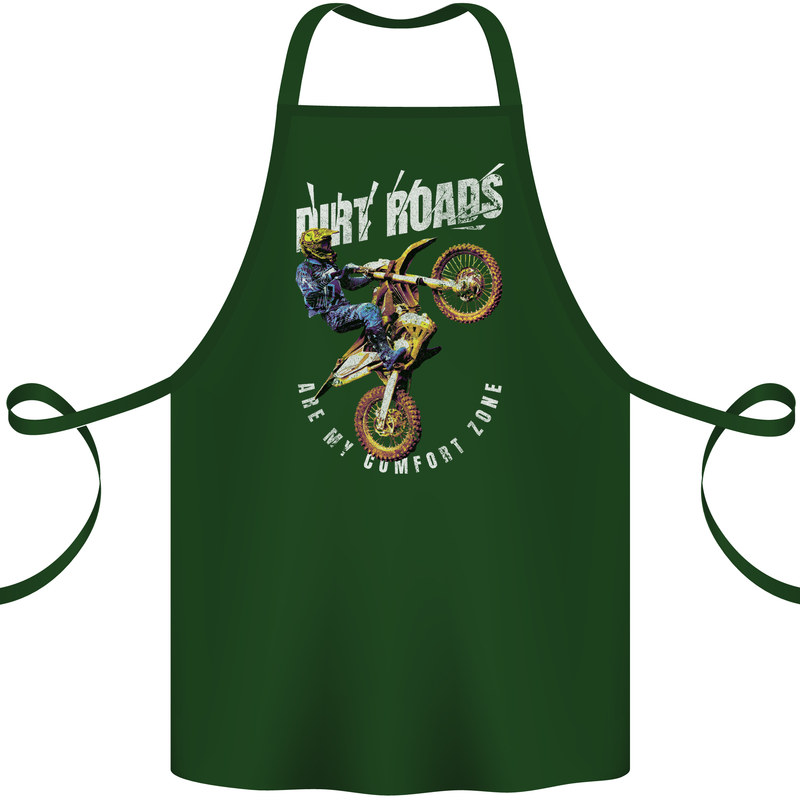 Motocross Dirt Roads Cotton Apron 100% Organic Forest Green