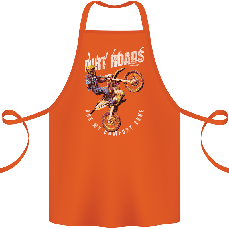Motocross Dirt Roads Cotton Apron 100% Organic Orange