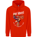 Motocross Dirt Roads Mens 80% Cotton Hoodie Bright Red