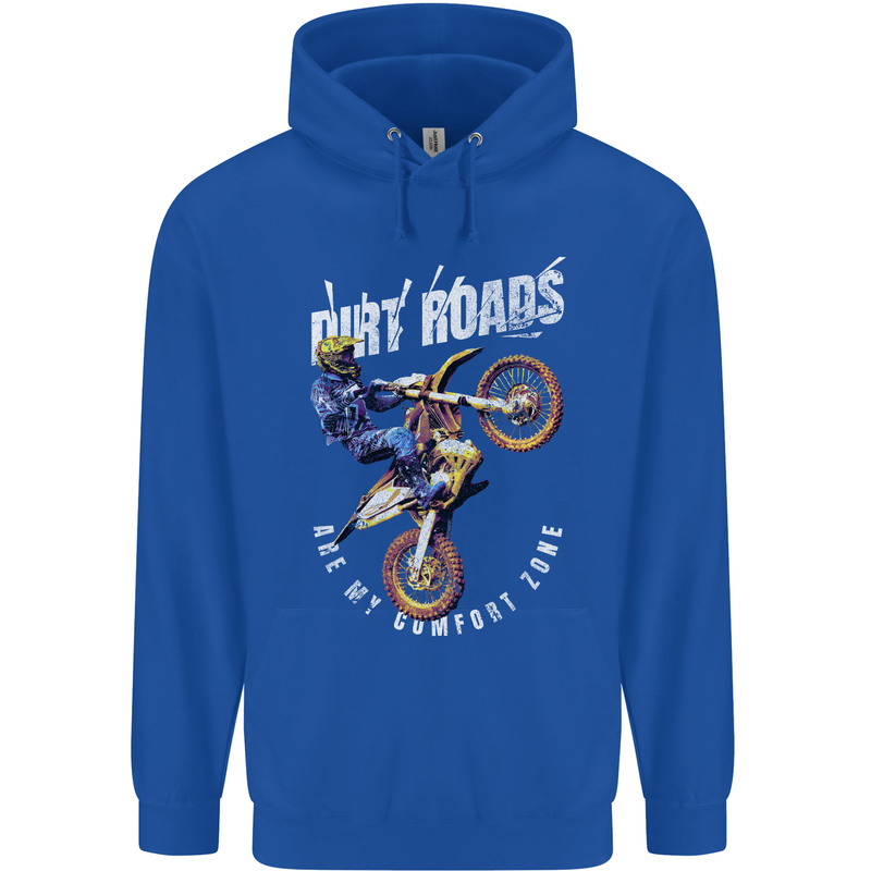 Motocross Dirt Roads Mens 80% Cotton Hoodie Royal Blue