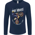 Motocross Dirt Roads Mens Long Sleeve T-Shirt Navy Blue