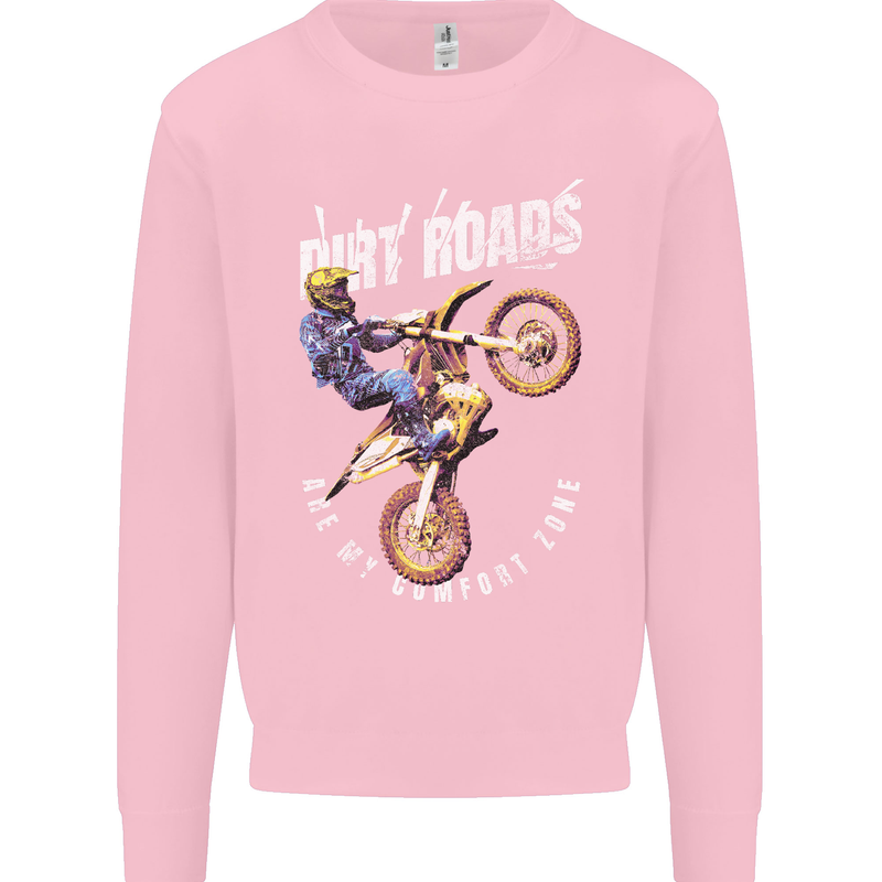 Motocross Dirt Roads Mens Sweatshirt Jumper Light Pink