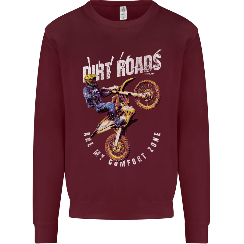Motocross Dirt Roads Mens Sweatshirt Jumper Maroon