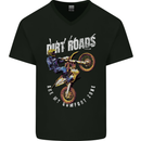 Motocross Dirt Roads Mens V-Neck Cotton T-Shirt Black
