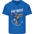 Motocross Dirt Roads Mens V-Neck Cotton T-Shirt Royal Blue