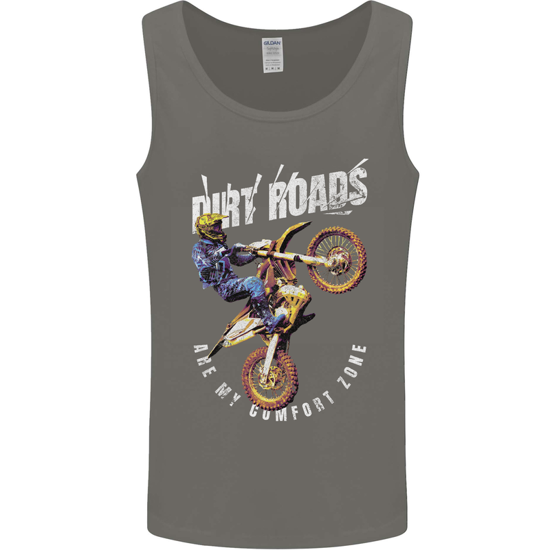 Motocross Dirt Roads Mens Vest Tank Top Charcoal