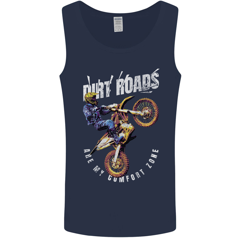 Motocross Dirt Roads Mens Vest Tank Top Navy Blue