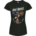 Motocross Dirt Roads Womens Petite Cut T-Shirt Black