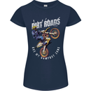 Motocross Dirt Roads Womens Petite Cut T-Shirt Navy Blue