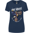 Motocross Dirt Roads Womens Wider Cut T-Shirt Navy Blue