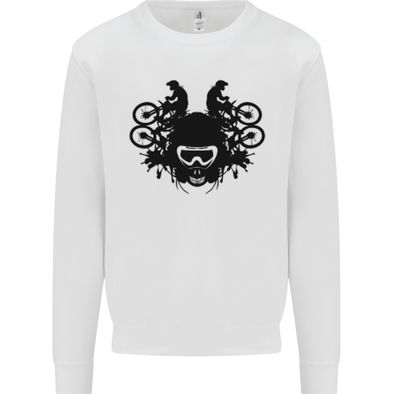 Motocross Face Kids Sweatshirt Jumper White