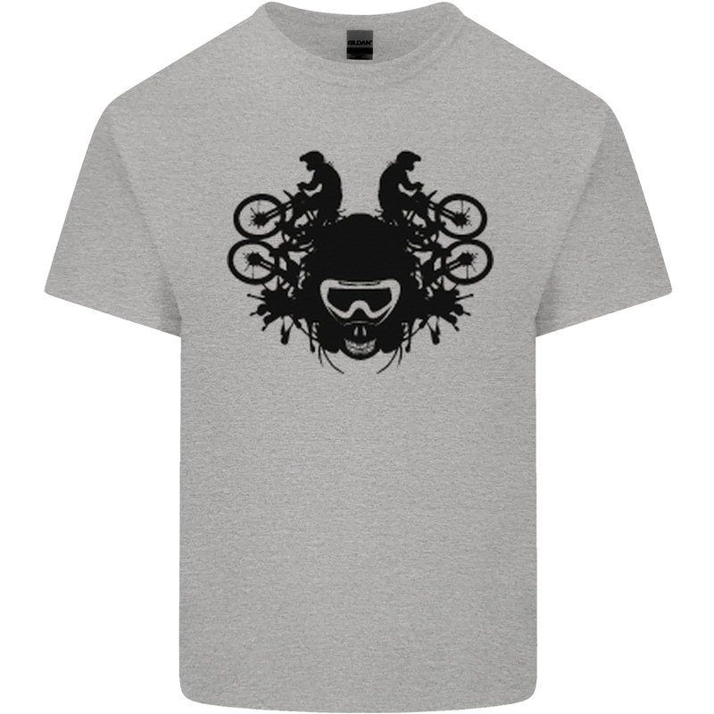 Motocross Face Kids T-Shirt Childrens Sports Grey