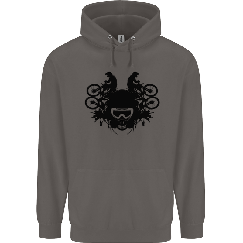 Motocross Face Mens 80% Cotton Hoodie Charcoal