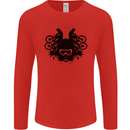 Motocross Face Mens Long Sleeve T-Shirt Red