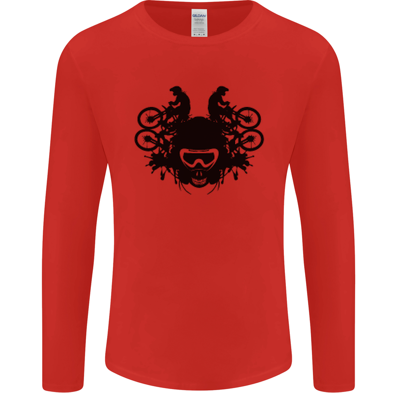 Motocross Face Mens Long Sleeve T-Shirt Red