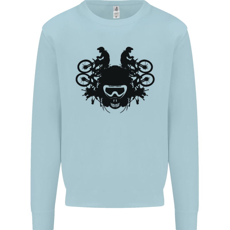 Motocross Face Mens Sweatshirt Jumper Light Blue