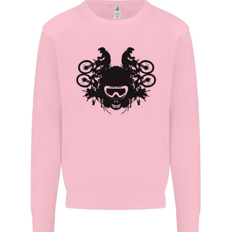 Motocross Face Mens Sweatshirt Jumper Light Pink